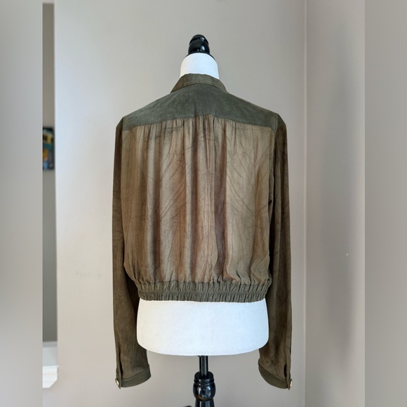 Dorothy Schoelen Platinum 80s Vintage Suede Sheer Green Tie Dye Effect -L - Picture 10 of 15